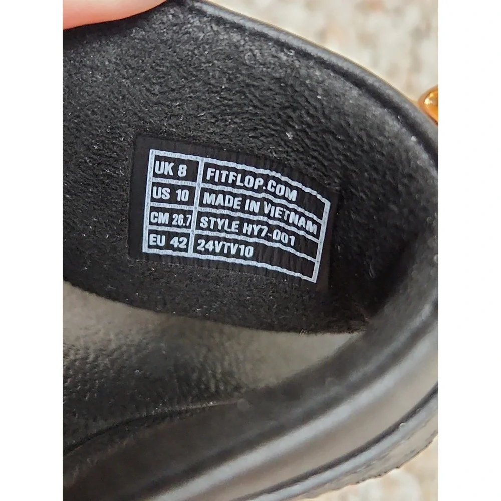 FitFlop Lulu Chunky Snaffle Leather Toe-Post Sandal Black US 10 New No‎ Box